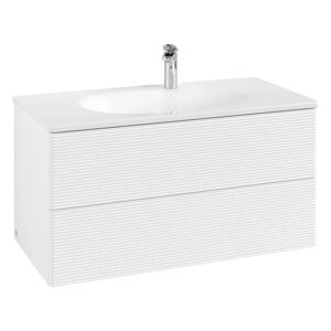 Villeroy & Boch Antao Waschbeckenunterschrank, 98,8 x 50,4 cm, 2 Auszüge, Fronten mit Struktur, mit LED-Licht