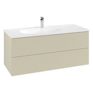 Villeroy & Boch Antao Waschbeckenunterschrank, 118,8 x 50,4 cm, 2 Auszüge, Fronten mit Struktur, mit LED-Licht