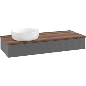 Villeroy & Boch Antao Waschbeckenunterschrank, 120 x 19 cm, 1 Auszug mit LED-Licht, Front mit Struktur, ohne Hahnloch, für Waschtisch links