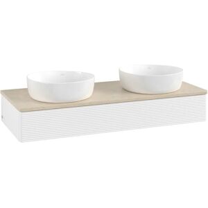 Villeroy & Boch Antao Waschbeckenunterschrank, 120 x 19 cm, 1 Auszug mit LED-Licht, Front mit Struktur, ohne Hahnloch, für Waschtisch links und rechts