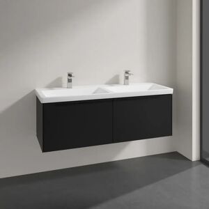 Villeroy & Boch Subway 3.0 Badmöbel-Set 130 cm, Griff volcano black, 2 Auszüge, Doppelwaschtisch