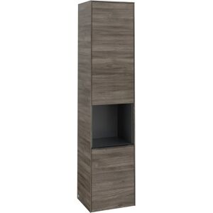 Villeroy & Boch Subway 3.0 Hochschrank, 1 offenes Fach und 2 Türen, Anschlag links, Griff volcano black