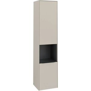 Villeroy & Boch Subway 3.0 Hochschrank, 1 offenes Fach und 2 Türen, Anschlag links, Griff volcano black