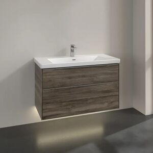 Villeroy & Boch Subway 3.0 Waschtischunterschrank 97,3 cm, 2 Auszüge, Griffe glänzend, mit LED-Licht