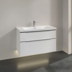 Villeroy & Boch Subway 3.0 Waschtischunterschrank 97,3 cm, 2 Auszüge, Griffe glänzend, mit LED-Licht