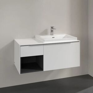 Villeroy & Boch Subway 3.0 Waschtischunterschrank 100,1 cm, 2 Auszüge + Regal links, Griffe glänzend, ohne LED-Licht