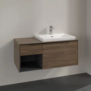 Villeroy & Boch Subway 3.0 Waschtischunterschrank 100,1 cm, 2 Auszüge + Regal links, Griffe volcano black, ohne LED-Licht