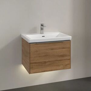 Villeroy & Boch Subway 3.0 Waschtischunterschrank 62,2 cm, 1 Auszug, Griff glänzend, mit LED-Licht