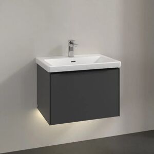 Villeroy & Boch Subway 3.0 Waschtischunterschrank 62,2 cm, 1 Auszug, Griff volcano black, mit LED-Licht