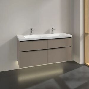 Villeroy & Boch Subway 3.0 Waschtischunterschrank 127,2 cm, 4 Auszüge, Griffe volcano black, mit LED-Licht