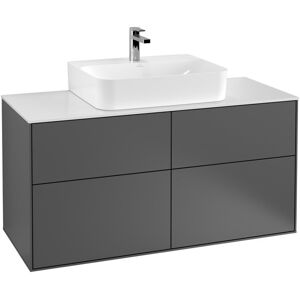 Villeroy und Boch AG Villeroy und Boch Finion Waschtischunterschrank G13200, 1200x603x501mm, mit LED- Beleuchtung, Abdeckplatte Black Matt, Farbe: Light Grey Matt