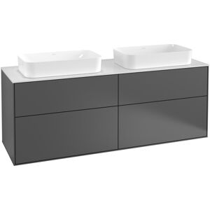 Villeroy und Boch AG Villeroy und Boch Finion Waschtischunterschrank G31100, 1600x603x501mm, mit LED- Beleuchtung, Abdeckplatte White Matt, Farbe: Glossy Black Lacquer