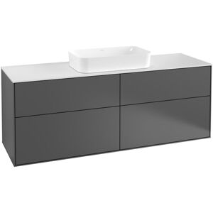 Villeroy und Boch AG Villeroy und Boch Finion Waschtischunterschrank G32200, 1600x603x501mm, mit LED- Beleuchtung, Abdeckplatte Black Matt, Farbe: Glossy White Lacquer