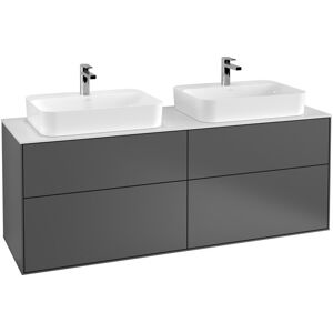 Villeroy und Boch AG Villeroy und Boch Finion Waschtischunterschrank G43200,1600x603x501mm, mit LED- Beleuchtung, Abdeckplatte Black Matt, Farbe: Sand Matt Lacquer