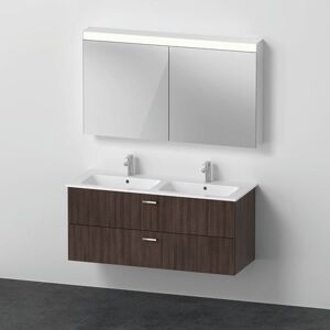 Duravit Xbase, Möbel-Set wandhängend, mit LED-Spiegelschrank, Waschtisch und Waschtischunterschrank, Breite 1270 mm, XB00680, Farbe: Kastanie Dunkel Dekor