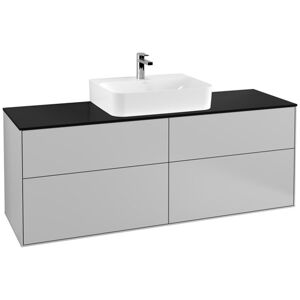 Villeroy und Boch AG Villeroy und Boch Finion Waschtischunterschrank F19200, 1600x603x501mm, Abdeckplatte Black Matt, Farbe: Light Grey Matt