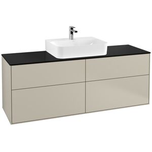 Villeroy und Boch AG Villeroy und Boch Finion Waschtischunterschrank F19200, 1600x603x501mm, Abdeckplatte Black Matt, Farbe: Sand Matt Lacquer