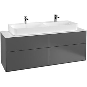 Villeroy und Boch AG Villeroy und Boch Finion Waschtischunterschrank F20200, 1600x603x501mm, Abdeckplatte Black Matt, Farbe: Light Grey Matt