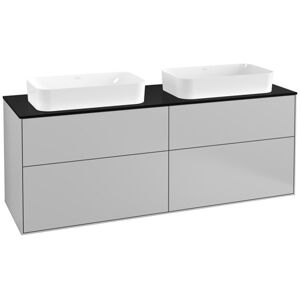 Villeroy und Boch AG Villeroy und Boch Finion Waschtischunterschrank F31200, 1600x603x501mm, Abdeckplatte Black Matt, Farbe: Light Grey Matt