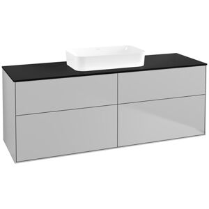 Villeroy und Boch AG Villeroy und Boch Finion Waschtischunterschrank F73200, 1600x603x501mm, Abdeckplatte Black Matt F73200, Farbe: Light Grey Matt