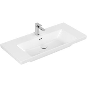 Villeroy und Boch AG Villeroy & Boch Subway 3.0 Schrankwaschtisch, 1000 x 470 mm, 1 Hahnloch, mit Überlauf, ungeschliffen, 4A70A5, Farbe: weiß-alpin