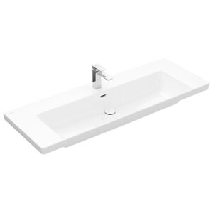 Villeroy und Boch AG Villeroy & Boch Subway 3.0 Schrankwaschtisch, 1300 x 470 mm, 1 Hahnloch, mit Überlauf, ungeschliffen, 4A70D5, Farbe: weiß-alpin