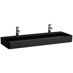 Laufen VAL Waschtisch, unterbaufähig, 2 Hahnlöcher, ohne Überlauf, 1200x420mm, H810289, Farbe: Schwarz Matt