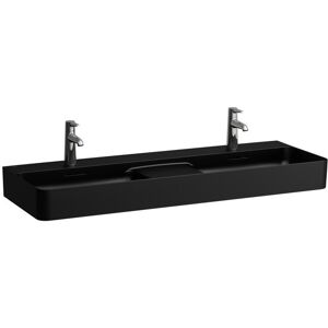 Laufen VAL Doppelwaschtisch, 1 Hahnloch, ohne Überlauf, 1200x420mm, semi-trockener Bereich mittig, H814282, Farbe: Schwarz Matt