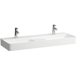 Laufen VAL Doppelwaschtisch, 1 Hahnloch, ohne Überlauf, 1200x420mm, semi-trockener Bereich mittig, H814282, Farbe: weiss matt