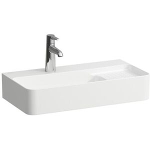 Laufen VAL Aufsatzwaschtisch COMPACT, 1 Hahnloch, mit Überlauf, 600x315mm, semi-trockener Bereich rechts, US geschl., H817285, Farbe: Weiß mit LCC Active