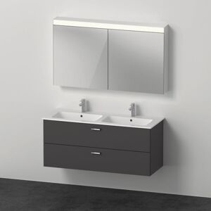 Duravit Xbase, Möbel-Set wandhängend, mit LED-Spiegelschrank, Waschtisch und Waschtischunterschrank, Breite 1270 mm, XB00680, Farbe: Graphit Matt Dekor