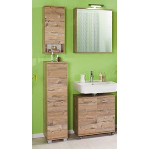 Badezimmer Badmöbel Set 4tlg, silberfiche ANZIO-04, B x H x T ca. 105 x 200 x 32,6 cm