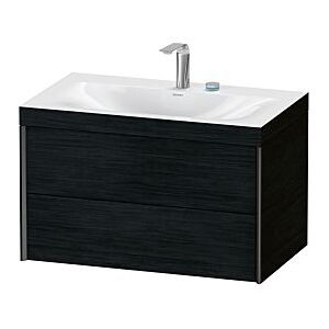 Duravit XViu Waschtisch-Unterschrank XV4615EB216C 80x48cm, 2 Schubkästen, 2 Hahnlöcher, schwarz matt, Rahmen C, Eiche schwarz