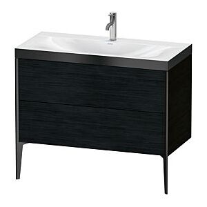 Duravit XViu Waschtisch-Unterschrank XV4711OB216P 100x48cm, 2 Auszüge, 1 Hahnloch, schwarz matt, Rahmen P, Eiche schwarz