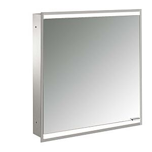 Emco prime Unterputz-Lichtspiegelschrank 949706331 600x730mm, 1 Tür, Anschlag links, aluminium/weiss