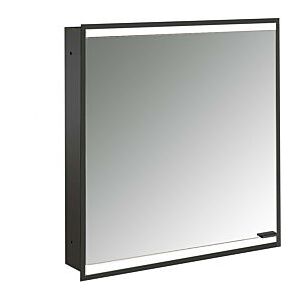 Emco prime Unterputz-Lichtspiegelschrank 949713531 600x730mm, 1 Tür, Anschlag links, schwarz/spiegel
