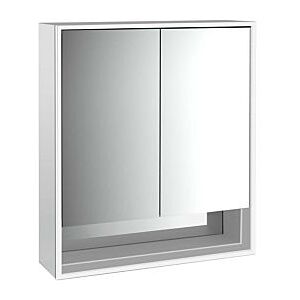 Emco Loft Aufputz-Lichtspiegelschrank 979805204 600x733mm, mit Unterfach, LED, 2-türig, aluminium/Spiegel