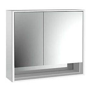 Emco Loft Aufputz-Lichtspiegelschrank 979805208 800x733mm, Unterfach, LED, 2-türig, breite Tür rechts, aluminium/Spiegel