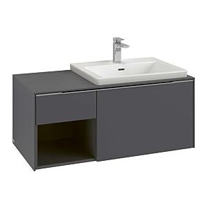 Villeroy und Boch Subway 3.0 Waschtisch-Unterschrank C571L1VR 100,1x42,25x51,6cm, mit LED/Griff Volcano black, graphite