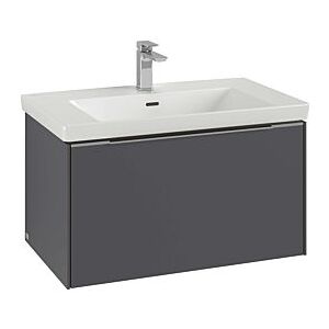 Villeroy und Boch Subway 3.0 Waschtisch-Unterschrank C573L1RK 77,2x42,9x47,8cm, mit LED/Griff Volcano black, stone oak