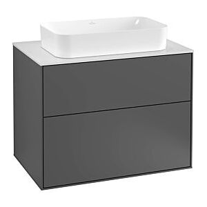 Villeroy und Boch Finion Waschtischunterschrank F63200PD 80x60,3x50,1mm, Glass Black Matt, Black matt lacquer