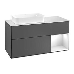 Villeroy und Boch Finion Waschtischunterschrank F692GJPD 120x60,3x50,1cm, Regal rechts Light grey matt, Black matt lacquer