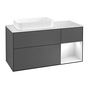 Villeroy und Boch Finion Waschtischunterschrank G691HHPH 120x60,3x50,1cm, Regal rechts Sand Matt, Glossy Black Lacquer