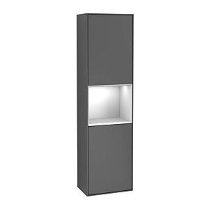 Villeroy und Boch Finion Hochschrank F470GJPH 41,8x151,6x27cm, rechts, Regal Grey Matt Lacquer, Glossy Black Lacquer