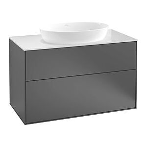 Villeroy und Boch Finion Waschtischunterschrank FA0100PD 100x60,3cm, Abdeckplatte white matt, Black matt lacquer