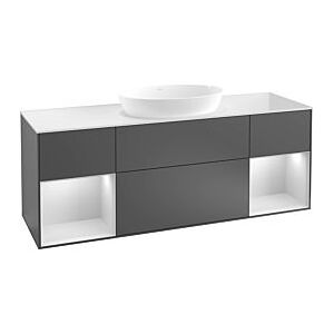 Villeroy und Boch Finion Waschtischunterschrank GD01GKGK 120cm, Abdeckplatte white matt, Emotion, Regale Anthracite matt lacquer, Anthracite matt