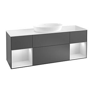 Villeroy und Boch Finion Waschtischunterschrank GD02HBGJ 120cm, Abdeckplatte black matt, Emotion, Regale Peony matt lacquer, Light grey matt