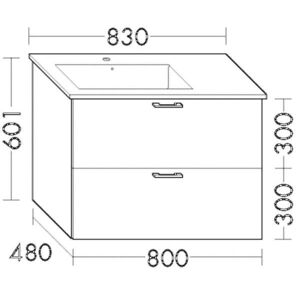 Burgbad Waschtischunterschrank WWLY080 Sys30 480x800x601 PG2