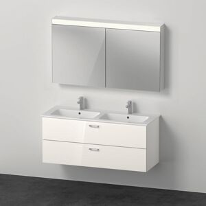 Duravit Xbase, Möbel-Set wandhängend, mit LED-Spiegelschrank, Waschtisch und Waschtischunterschrank, Breite 1270 mm, XB00680, Farbe: Weiß glänzend