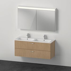 Duravit Xbase, Möbel-Set wandhängend, mit LED-Spiegelschrank, Waschtisch und Waschtischunterschrank, Breite 1270 mm, XB00680, Farbe: Europäische Eiche Dekor